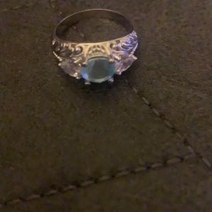 Silver ring with aqua stone